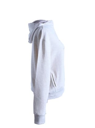 Yüksek Yaka Kapüşonlu Cepli Oversize Hoodie Sweatshirt