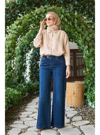 Bol Paça Denim Pantolon Lacivert
