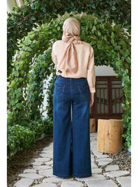 Bol Paça Denim Pantolon Lacivert