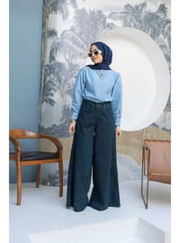 Denim Pantolon Etek Petrol