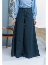 Denim Pantolon Etek Petrol