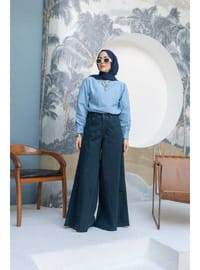 Denim Pantolon Etek Petrol