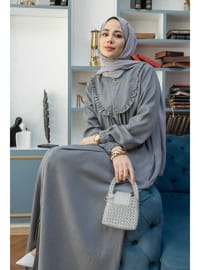Tensel Fırfırlı Ferace Gri