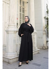 EL-NAZ Abaya 1007 - Dubai İpeği - Siyah
