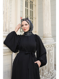 EL-NAZ Abaya 1007 - Dubai İpeği - Siyah