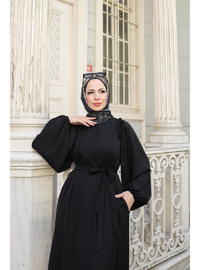 EL-NAZ Abaya 1007 - Dubai İpeği - Siyah