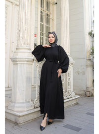 EL-NAZ Abaya 1007 - Dubai İpeği - Siyah