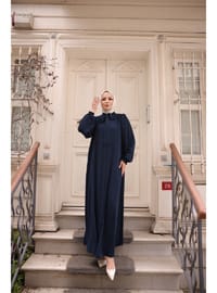 Kravat Yaka Medine İpeği Ferace Lacivert