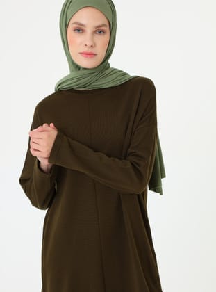 Triko Basic Tunik & Pantolon Takım - Haki - Refka