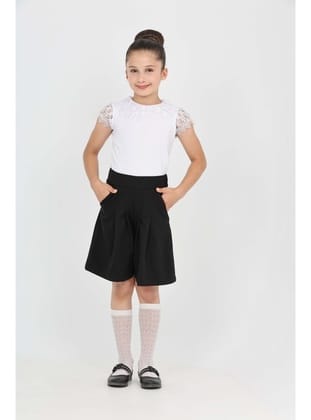 Toontoy Kız Çocuk Pileli Okul Şort Siyah