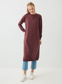 Bisiklet Yaka Uzun Sweatshirt Kızıl Kahve Benin