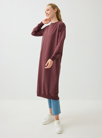 Bisiklet Yaka Uzun Sweatshirt Kızıl Kahve Benin