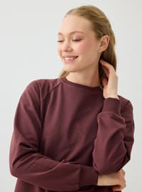 Bisiklet Yaka Uzun Sweatshirt Kızıl Kahve Benin