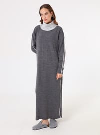 Oversize Triko Elbise - Antrasit