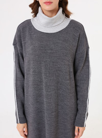 Oversize Triko Elbise - Antrasit