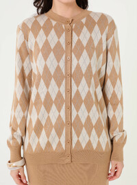 Triko Takım - Argyle Desenli Camel