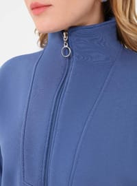 Fermuarlı Yarım Balıkçı Sweatshirt İndigo