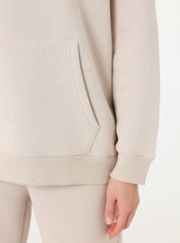 Oversize Sweatshirt ve Eşofman Altı İkili Takım Bej Benin