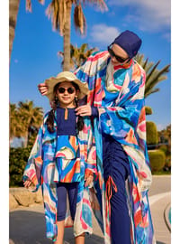 Kız Çocuk Renkli Desenli Şifon Kimono Pareo CP2506