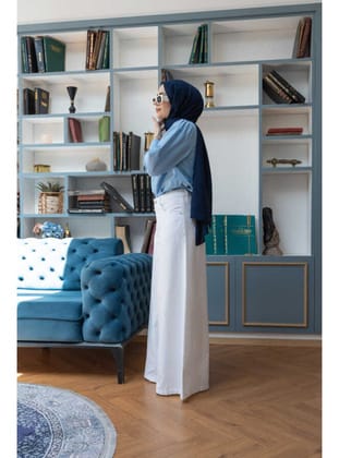 1162-Gabardin Pantolon Etek Beyaz