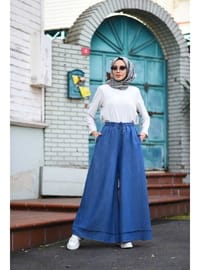 Bol Paça Tensel Pantolon 1138 Koyu Mavi