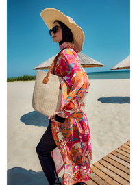 Kimono Pareo Şifon Plaj Elbisesi Oranj