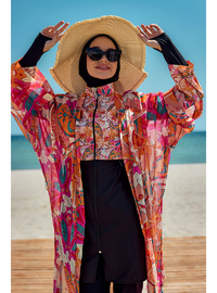 Kimono Pareo Şifon Plaj Elbisesi Oranj
