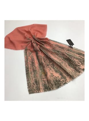Eskitme Desen Haiti Seri Şal Askısı ile Birlikte 90X200 cm Pembe Somon