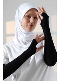 Parmak Geçmeli Penye Tesettür Kolluk - Siyah