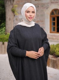 TRİKO YARASA ELBİSE Antrasit SAHRA BUTİK