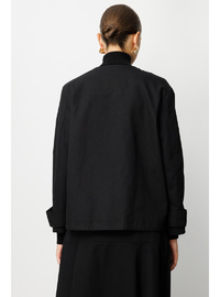 Siyah Gold Düğmeli Oversize Ceket