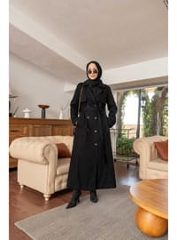 Denim Trençkot 38-46 Siyah