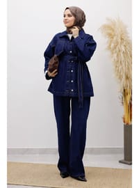 Kemerli Denim Takım TSD250231 Koyu Mavi