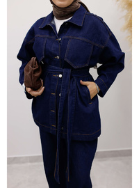 Kemerli Denim Takım TSD250231 Koyu Mavi