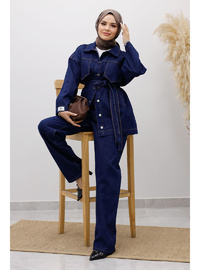 Kemerli Denim Takım TSD250231 Koyu Mavi