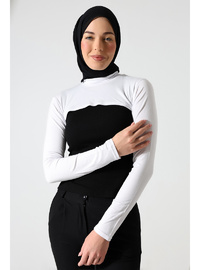 Balıkçı Yaka Tesettür Kolluk Beyaz