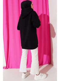 Yarım Çıtçıtlı Sweatshirt Siyah
