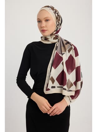 Pastel Yolculuk - Bordo - Efilia Desenli Şal - Schaless