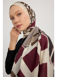 Bordo Efilia Desenli Şal