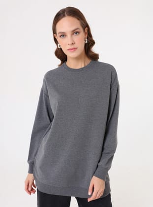 Modern Basic Sweatshirt - Gri Melanj - Benin