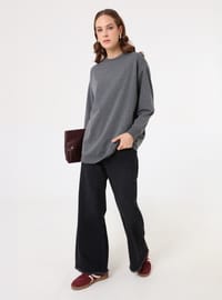 Modern Basic Sweatshirt Gri Melanj Benin