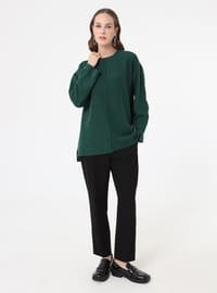 Dikiş Detaylı Sweatshirt Zümrüt Yeşili