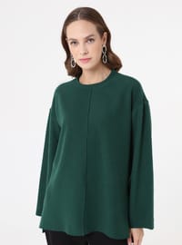 Dikiş Detaylı Sweatshirt Zümrüt Yeşili