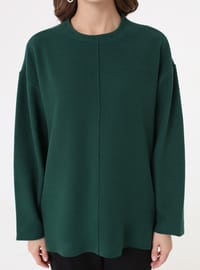 Dikiş Detaylı Sweatshirt Zümrüt Yeşili