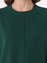 Dikiş Detaylı Sweatshirt Zümrüt Yeşili