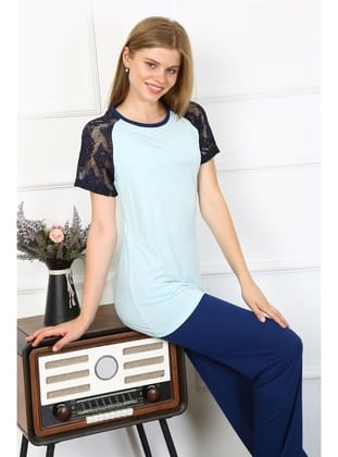 Akbeniz Kadın Kolu Dantelli Penye Pijama Takım 4148