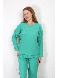 Yeşil Bürümcük Pijama Takımı