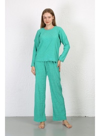 Yeşil Bürümcük Pijama Takımı
