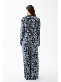 Lacivert Paris Yazılı Pamuklu Pijama Takımı