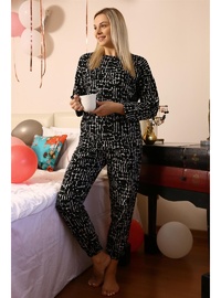 Kadın Uzun Kol Penye Pijama Takımı Siyah